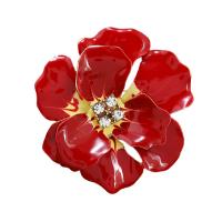 El esmalte Broche, aleación de zinc, Árbol Paeony, chapado en color dorado, con diamantes de imitación, más colores para la opción, libre de níquel, plomo & cadmio, 58x58mm, Vendido por UD