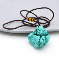 Módní Tyrkysová náhrdelník, Přírodní Turquoise, s Terylene kabel, módní šperky, modrý, 30-40mm, Délka 15.75 inch, Prodáno By PC