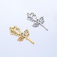 Stainless Steel Flower Pendant 304 Stainless Steel Rose Vacuum Ion Plating DIY Sold By Bag