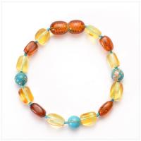 ambre bracelet, avec turquoise, pour bébé, Longueur Environ 5.9 pouce, Vendu par PC