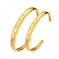 Titanium Steel Cuff Bangle Donut Vacuum Plating fashion jewelry & with rhinestone Sold By PC