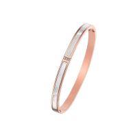 Partículas de acero Brazalete, con Nácar Blanca, Donut, Joyería & para mujer, color de rosa dorada, 5mm, diámetro interior:aproximado 60mm, Vendido por UD