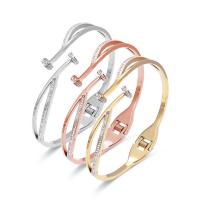 Titanium Steel Σφαλιάρα Bangle, επιχρυσωμένο, κοσμήματα μόδας & για τη γυναίκα & με στρας, περισσότερα χρώματα για την επιλογή, Εσωτερική διάμετρος:Περίπου 50x60mm, Sold Με PC