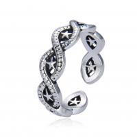 laiton Cuff Bague, Placage de couleur platine, Réglable & unisexe & creux, argent, Vendu par PC