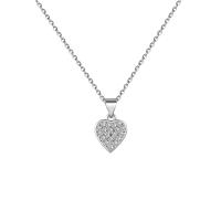 Cubic Zircon Micro Pave Brass Necklace Heart plated micro pave cubic zirconia & for woman Sold By PC