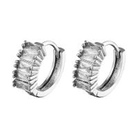 Messing Huggie Hoop Earring, plated, micro pave zirconia & voor vrouw, meer kleuren voor de keuze, Verkocht door pair