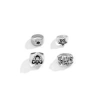 Zinklegering Ring Set, Zinc Alloy, antiek zilver plated, 4 stuks & voor de mens & glazuur, nikkel, lood en cadmium vrij, 19mm, Maat:9, Verkocht door Stel