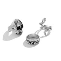 Zinklegering Ring Set, Zinc Alloy, antiek zilver plated, drie stuks & voor de mens, nikkel, lood en cadmium vrij, 17mm, 19mm, Maat:6.5-9, Verkocht door Stel