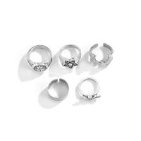 Zinc Alloy Ring Set platinum color plated 5 pieces & for man nickel lead & cadmium free 16mm 19mm US Ring .5-9 Sold By Set