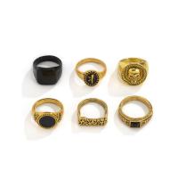 Zinklegering Ring Set, Zinc Alloy, plated, 6 stuks & voor de mens, meer kleuren voor de keuze, nikkel, lood en cadmium vrij, 19mm, 20mm, Maat:9-10.5, Verkocht door Stel