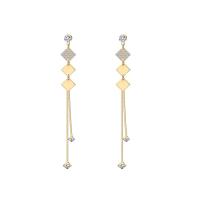 Fringe pendientes de la manera, metal, chapado en oro de 14 K, micro arcilla de zirconia cúbica & para mujer, 10x60mm, Vendido por UD