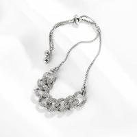 Cilindrata Zircone Bracciale in ottone micro pavimenta, placcato, Regolabile & Micro spianare cubic zirconia & per la donna, nessuno, Lunghezza Appross. 8.26 pollice, Venduto da PC