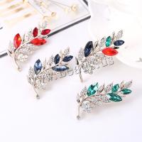 Zinc Alloy Rhinestone Pendler, Leaf, med rhinestone, flere farver til valg, 26x58mm, Solgt af PC