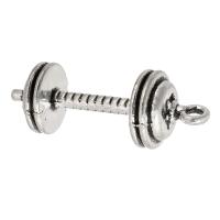 Sinkkiseos riipukset, Barbell, antiikki hopea päällystetty, Unisex, hopea, nikkeli, lyijy ja kadmium vapaa, 12x24x12mm, Reikä:N. 2.5mm, Myymät KG