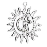 Sinc Alloy Pendants, Sun, dath airgid antique plátáilte, unisex, airgid, nicil, luaidhe & caidmiam saor in aisce, 30x33x1mm, Poll:Thart 2mm, Díolta De réir KG