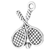 Zinklegering Hangers, Zinc Alloy, Racket en bal, antiek zilver plated, uniseks, zilver, nikkel, lood en cadmium vrij, 14x18.50x2mm, Gat:Ca 1.5mm, Verkocht door KG