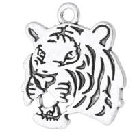 Zink Alloy Animal Hängen, Tiger, antik silver pläterad, Unisex, silver, nickel, bly och kadmium gratis, 24x26x2mm, Hål:Ca 2.5mm, Säljs av KG