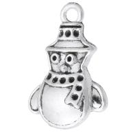 Sinc Alloy Pendants, Snowman, dath airgid antique plátáilte, DIY, airgid, nicil, luaidhe & caidmiam saor in aisce, 15.50x23x3.50mm, Poll:Thart 2mm, Díolta De réir KG