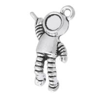 Zinc Alloy Pendler, Astronaut, antik sølv farve forgyldt, Unisex, sølv, nikkel, bly & cadmium fri, 14x21x4mm, Hole:Ca. 1mm, Solgt af KG