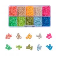 Perles en verre rocaille opaque, Des billes de verre, avec Boîte en plastique, vernis au four, DIY, couleurs mélangées, 130x68x21mm, Environ 8000PC/boîte, Vendu par boîte