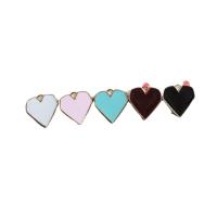 Zinc Alloy Enamel Pendants Heart gold color plated DIY nickel lead & cadmium free Sold By Bag