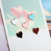 Zinc Alloy Enamel Pendants Heart gold color plated DIY nickel lead & cadmium free Sold By Bag