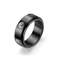 Acier titane bague, Rond, Placage de couleur noire de plumbum, bijoux de mode & normes différentes pour le choix & pour homme, plus de couleurs à choisir, 8mm, Vendu par PC