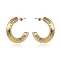 Partículas de aço brincos, Roda, cromado de cor dourada, joias de moda & para mulher, dourado, 7mm, Diametro interno:Aprox 30mm, vendido por par