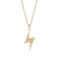 Kubieke Zirkoon Micro Pave Brass Ketting, Messing, Lightning Symbol, gold plated, uniseks & micro pave zirconia, goud, 20x40mm, Lengte Ca 17.7 inch, Verkocht door PC