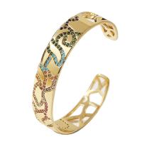 Messing Manchet Bangle, gold plated, micro pave zirconia & voor vrouw, meer kleuren voor de keuze, 60mm, Verkocht door PC