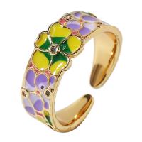 Žalvarinis Cuff Finger Ring, aukso spalva padengtas, Reguliuojamas & moters & emalė, multi-colored, 18mm, Pardavė nustatyti