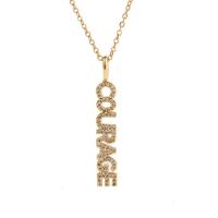 Cubic Zircon Micro Pave Brass Necklace Alphabet Letter gold color plated micro pave cubic zirconia & for woman gold Length Approx 17.7 Inch Sold By PC