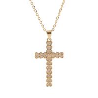 Kubieke Zirkoon Micro Pave Brass Ketting, Messing, Oversteken, gold plated, micro pave zirconia & voor vrouw, goud, 19x32mm, Lengte Ca 17.7 inch, Verkocht door PC