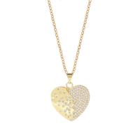 Kubieke Zirkoon Micro Pave Brass Ketting, Messing, Hart, gold plated, micro pave zirconia & voor vrouw, goud, 25x30mm, Lengte Ca 17.7 inch, Verkocht door PC