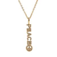 Cubic Zircon Micro Pave Brass Necklace Alphabet Letter gold color plated micro pave cubic zirconia & for woman golden Length Approx 17.7 Inch Sold By PC