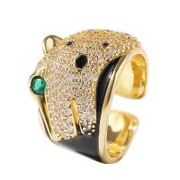 Cubi Circonia Micro Pave anello in ottone, placcato color oro, Regolabile & unisex & Micro spianare cubic zirconia, dorato, 18mm, Venduto da PC