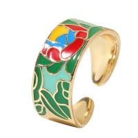 Messing Manchet Finger Ring, gold plated, voor vrouw & glazuur, multi-gekleurde, 18mm, Verkocht door Stel