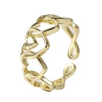 Messing Manchet Finger Ring, gold plated, Verstelbare & voor vrouw & hol, gouden, 18mm, Verkocht door PC