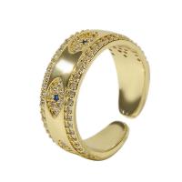 Kubieke Circonia Micro Pave Brass Ring, Messing, gold plated, Verstelbare & micro pave zirconia & voor vrouw, gouden, 18mm, Verkocht door PC