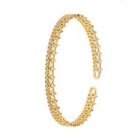 metal Brazalete, chapado en color dorado, Ajustable & diferentes estilos para la opción & micro arcilla de zirconia cúbica & para mujer, Vendido por UD