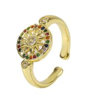 Kubieke Circonia Micro Pave Brass Ring, Messing, gold plated, Verstelbare & micro pave zirconia & voor vrouw, gouden, 18mm, Verkocht door PC