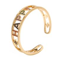 metal Brazalete, chapado en color dorado, Ajustable & micro arcilla de zirconia cúbica & para mujer & hueco, más colores para la opción, 58mm, Vendido por UD