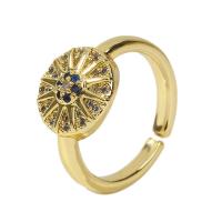 Kubieke Circonia Micro Pave Brass Ring, Messing, gold plated, Verstelbare & micro pave zirconia & voor vrouw, goud, 18mm, Verkocht door PC