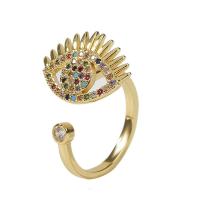 Kubieke Circonia Micro Pave Brass Ring, Messing, gold plated, Verstelbare & micro pave zirconia & voor vrouw, goud, 18mm, Verkocht door PC