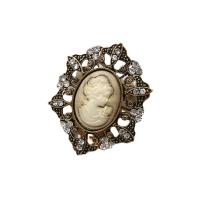 Broche de strass, alliage de zinc, Visage, Placage, styles différents pour le choix & pour femme & avec strass, protéger l'environnement, sans nickel, plomb et cadmium, 50x60mm, 10PC/lot, Vendu par lot