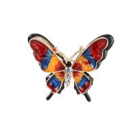 El esmalte Broche, aleación de zinc, Mariposa, chapado en color dorado, para mujer & con diamantes de imitación, más colores para la opción, libre de níquel, plomo & cadmio, 40x32mm, 10PCs/Grupo, Vendido por Grupo