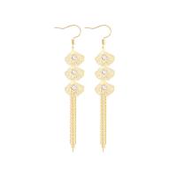 Fashion Fringe Oorbellen, Messing, 14K vergulde, micro pave zirconia & voor vrouw, 101mm, Verkocht door pair