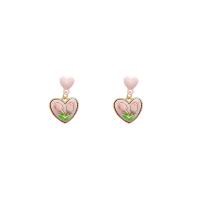 Zinc Alloy Øreringe, Heart, malede, mode smykker & for kvinde, lyserød, 25x15mm, Solgt af par