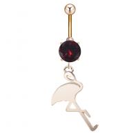 Rustfrit stål Belly Ring, Zinc Alloy, med Cubic Zirconia & 304 rustfrit stål, Crane, Galvanisk plettering, for kvinde & facetteret, flere farver til valg, nikkel, bly & cadmium fri, 17x55.60mm, Solgt af PC