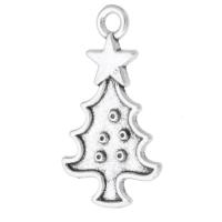 Zinklegering Kerst Hangers, Zinc Alloy, Kerstboom, antiek zilver plated, uniseks, zilver, nikkel, lood en cadmium vrij, 25x27x1mm, Gat:Ca 2mm, Verkocht door KG